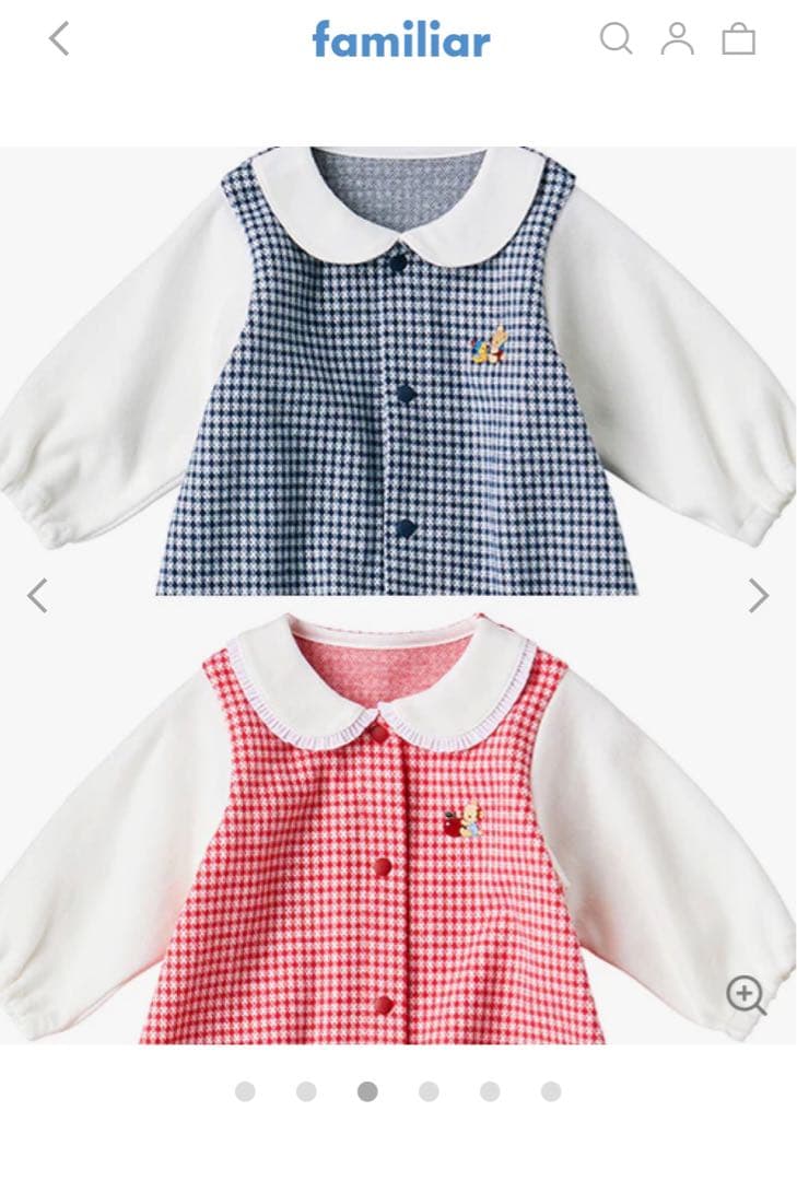 新品・未使用　タグ付き　familiar チェック柄ロンパース 青