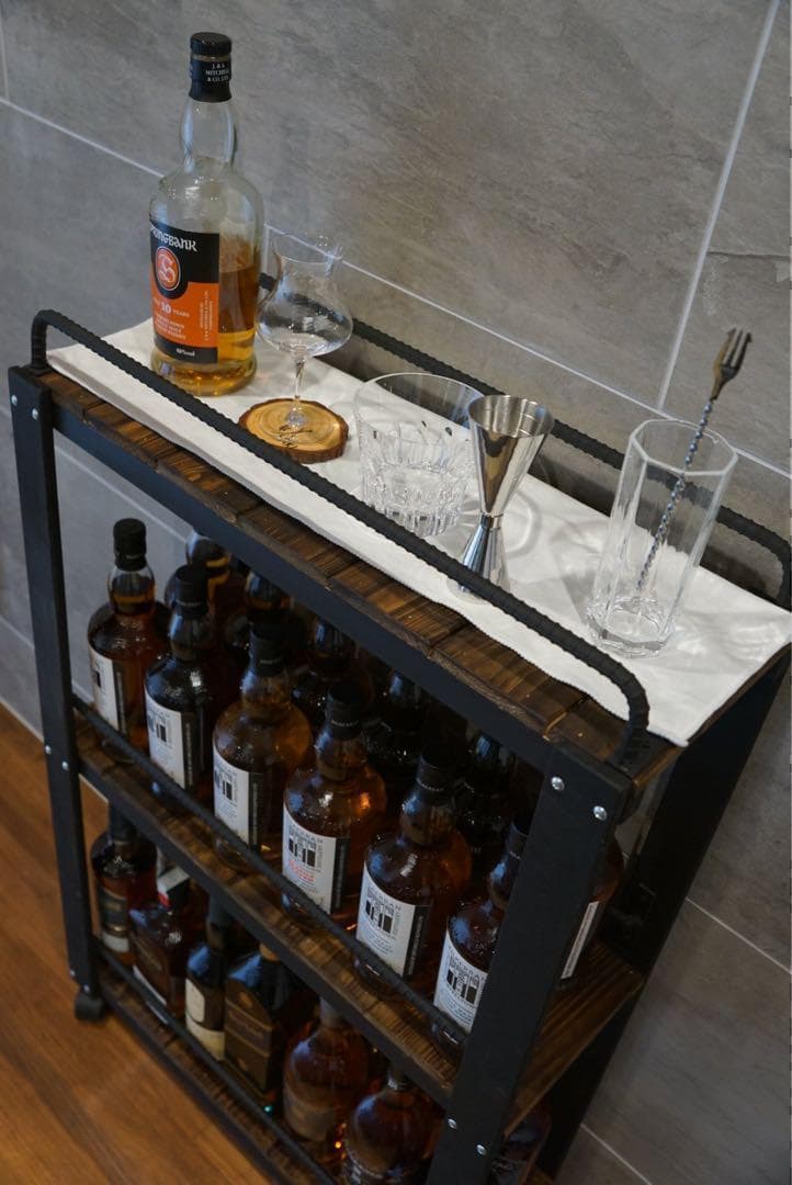 ウイスキーラック　サイドバーワゴンタイプ　男前インテリア　1024