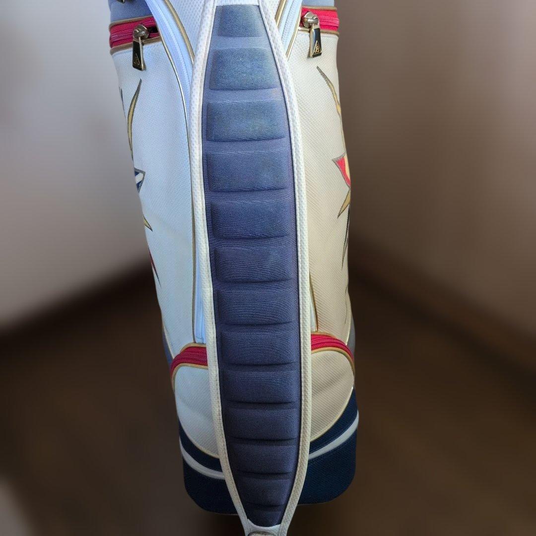※タバコ臭付着・黄ばみ色あせ汚れ切れ擦れ有りジャンボ尾崎プロ太陽 キャディバッグ