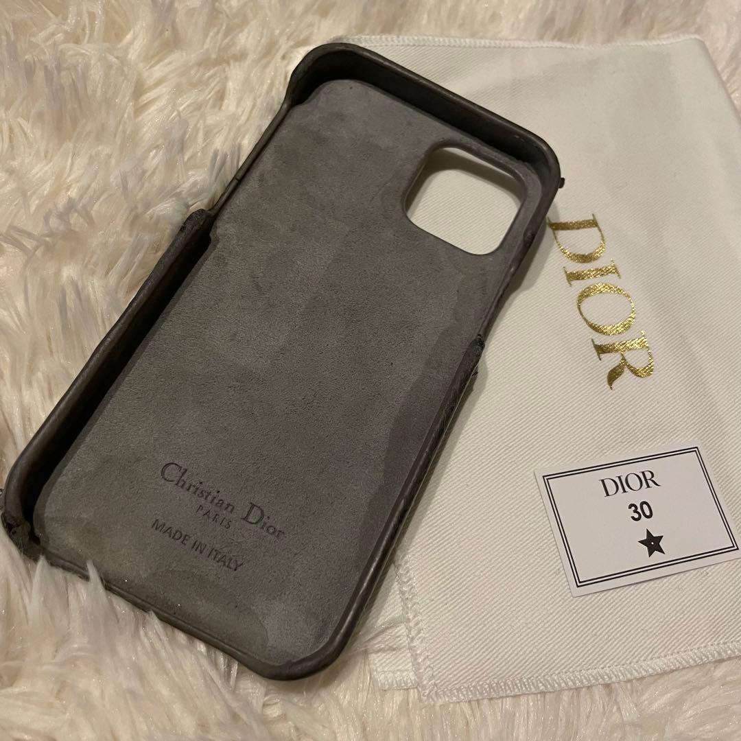 Christian Dior iPhone12 proケース ラムスキン グレー