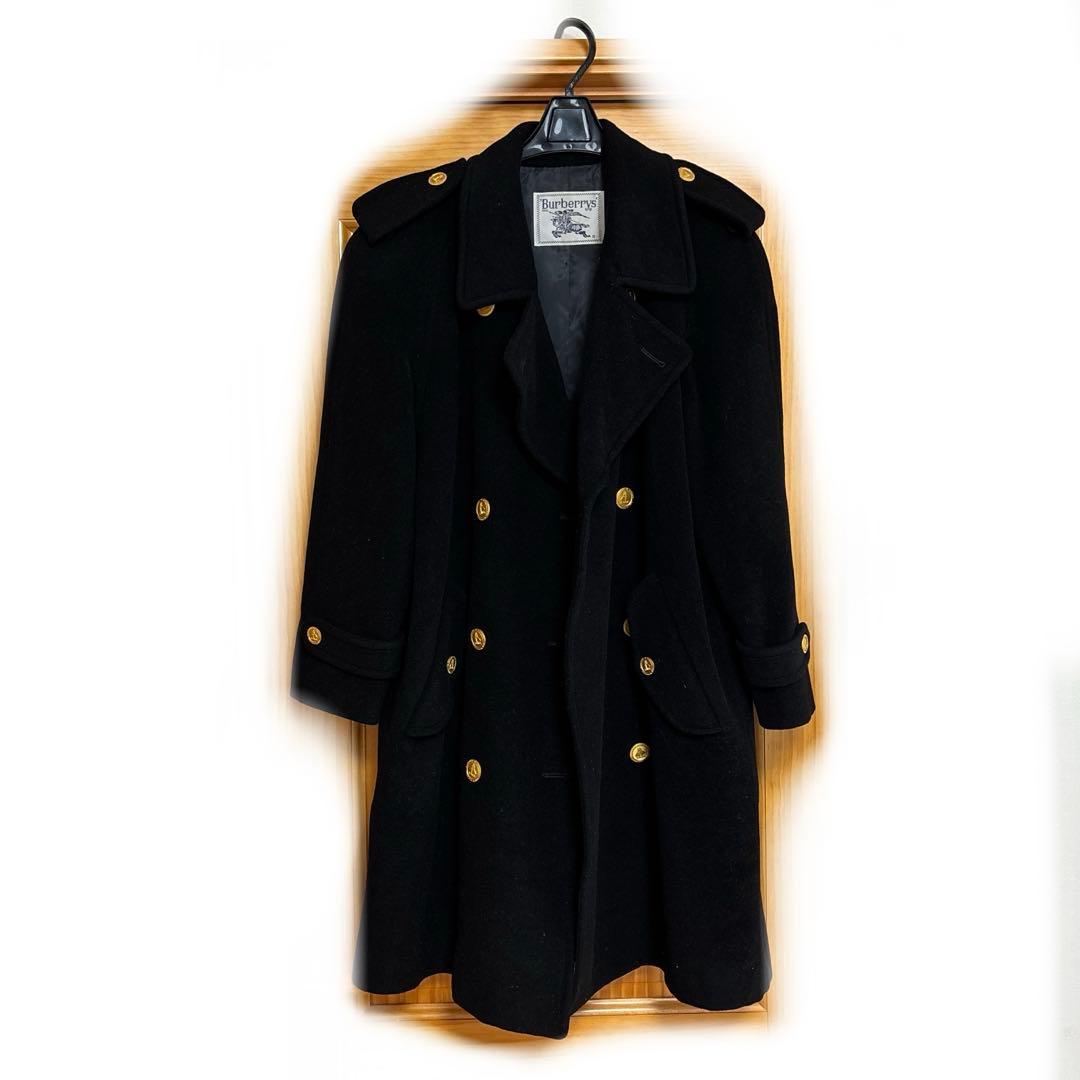 Burberry's 黒 ウール ダブルブレスト コート