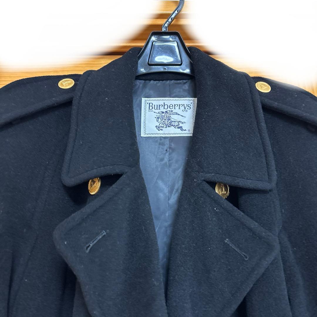 Burberry's 黒 ウール ダブルブレスト コート