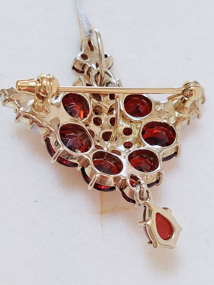 未使用品 碌山 天然ガーネット オパール ブローチ 兼 ペンダント