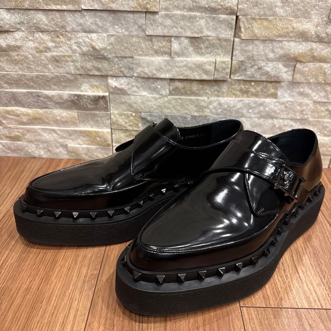 ヴァレンティノ　モンクストラップ　スタッズ　ドレスレザーシューズ　厚底　41