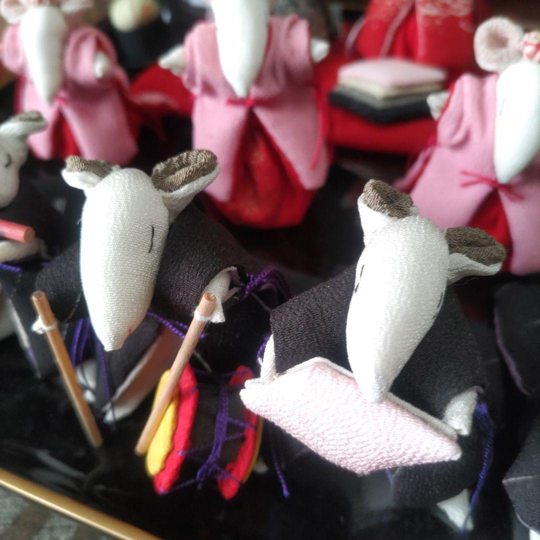 古布縮緬生地などを使ったネズミのお雛様セット