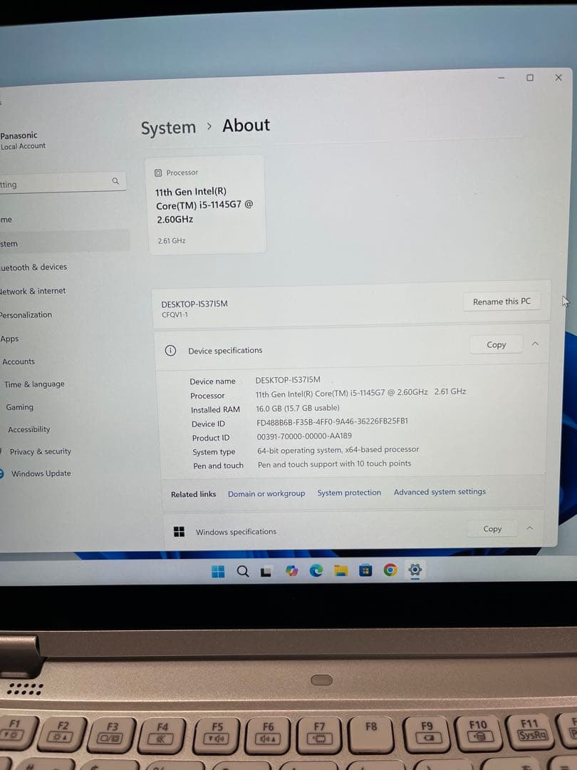Panasonic CF-QV i5 11th メモリ16g ssd 256gb