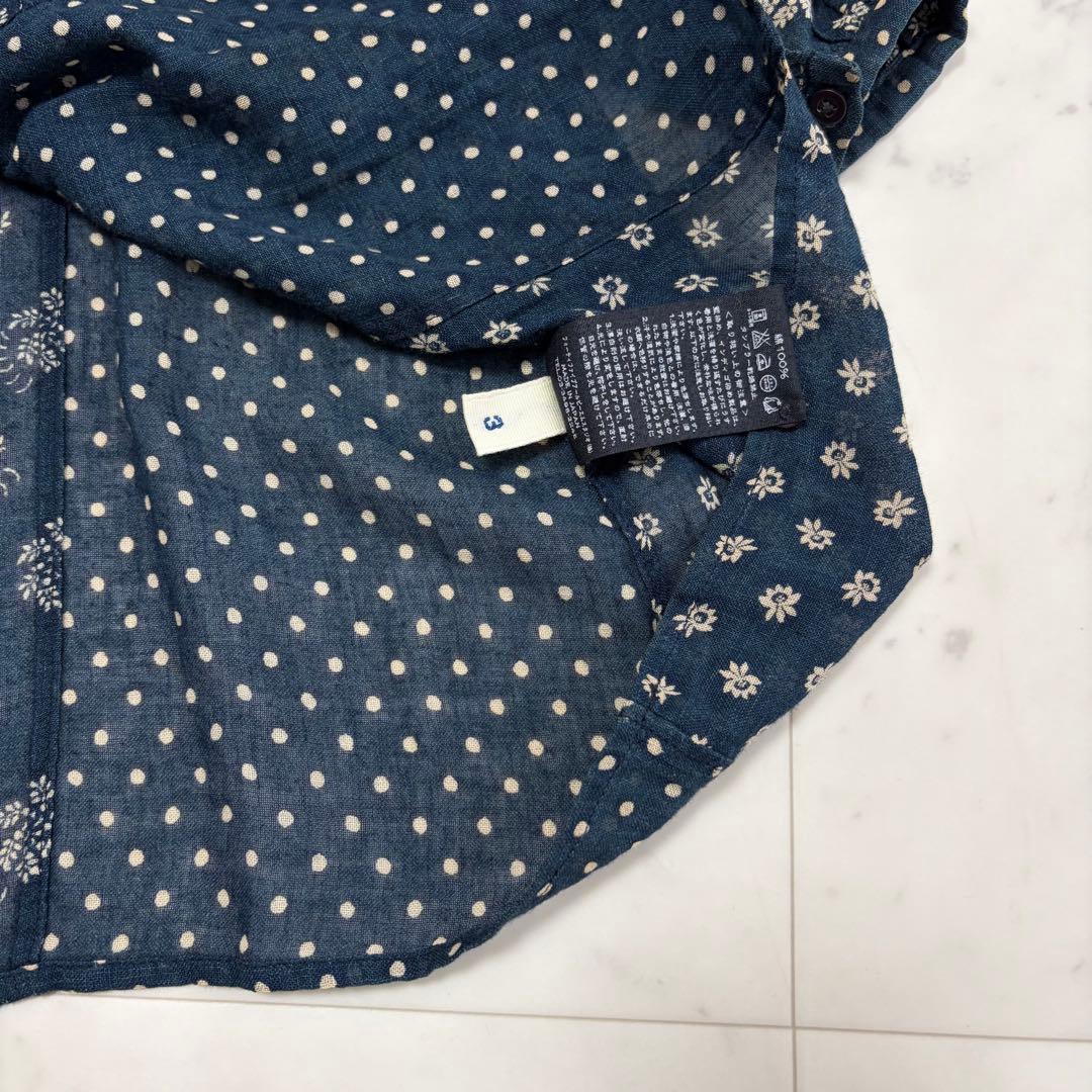 45R インディゴ 小花柄 ドット パッチワークチュニック ブラウス サイズ3