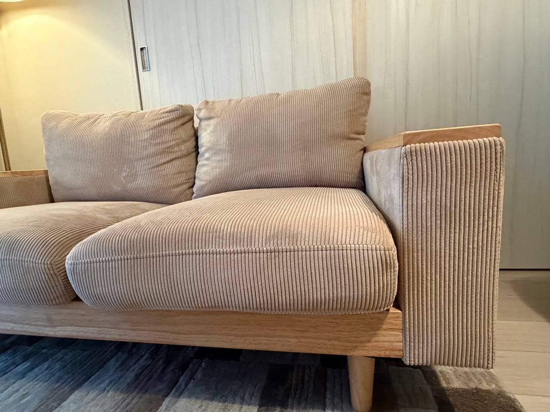 2人掛けソファ　FINE KAGU Cosna(コスナ) ベージュ　コーデュロイ