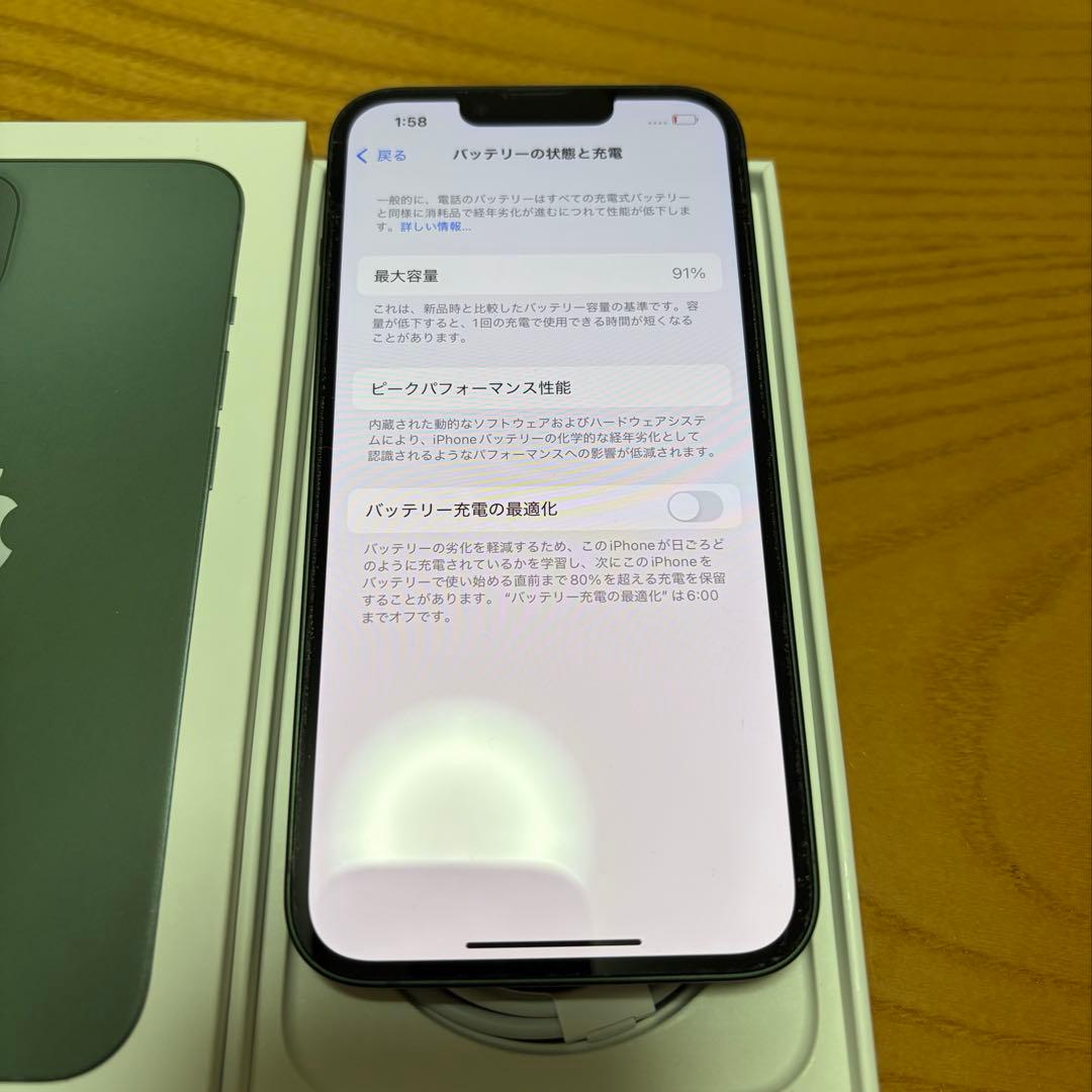 r*o様 iPhone13グリーン 最大容量91% 128GB