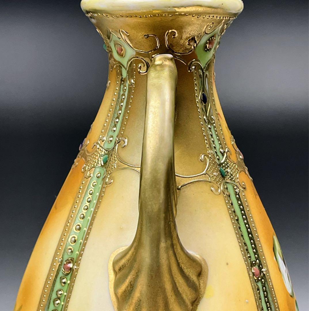 【美品】オールドノリタケ アールヌーボー ポピー紋花瓶 ジュエル ジュール