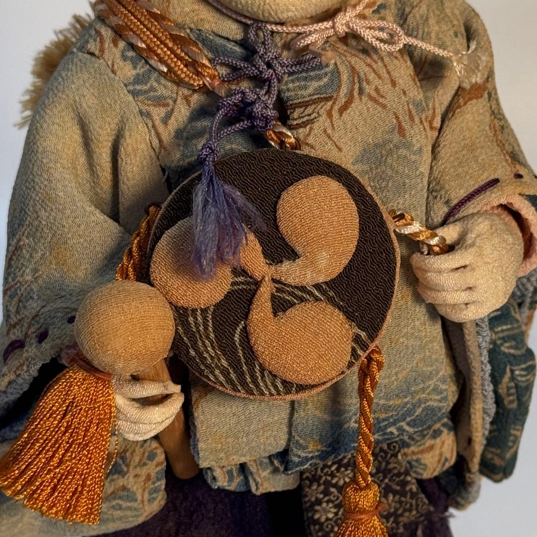 創作人形 太鼓を持つ童 作家物 古布 江戸縮緬