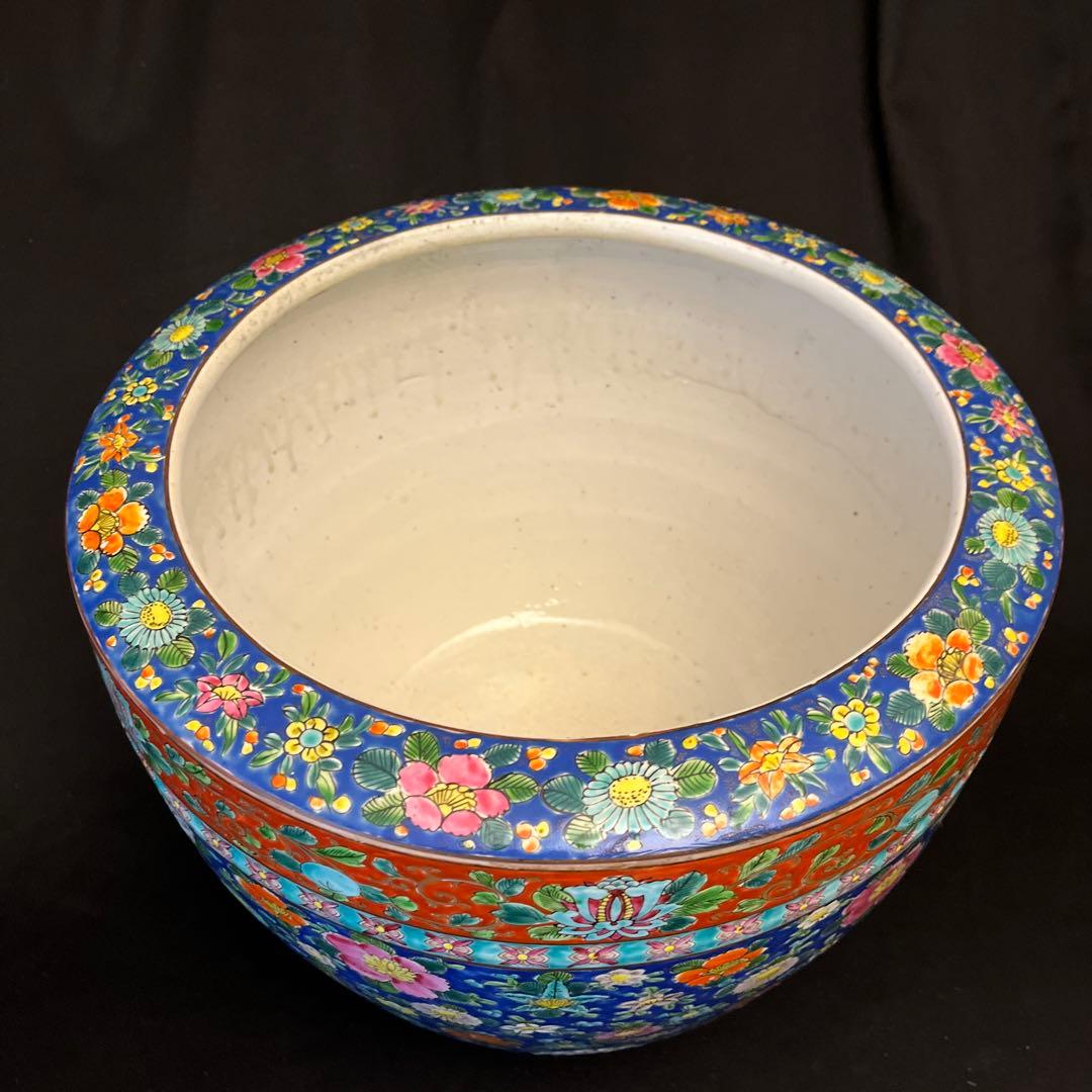 火鉢　伊万里焼　花柄　めだか　金魚　 蓮鉢　大きめ　古道具　アンティーク