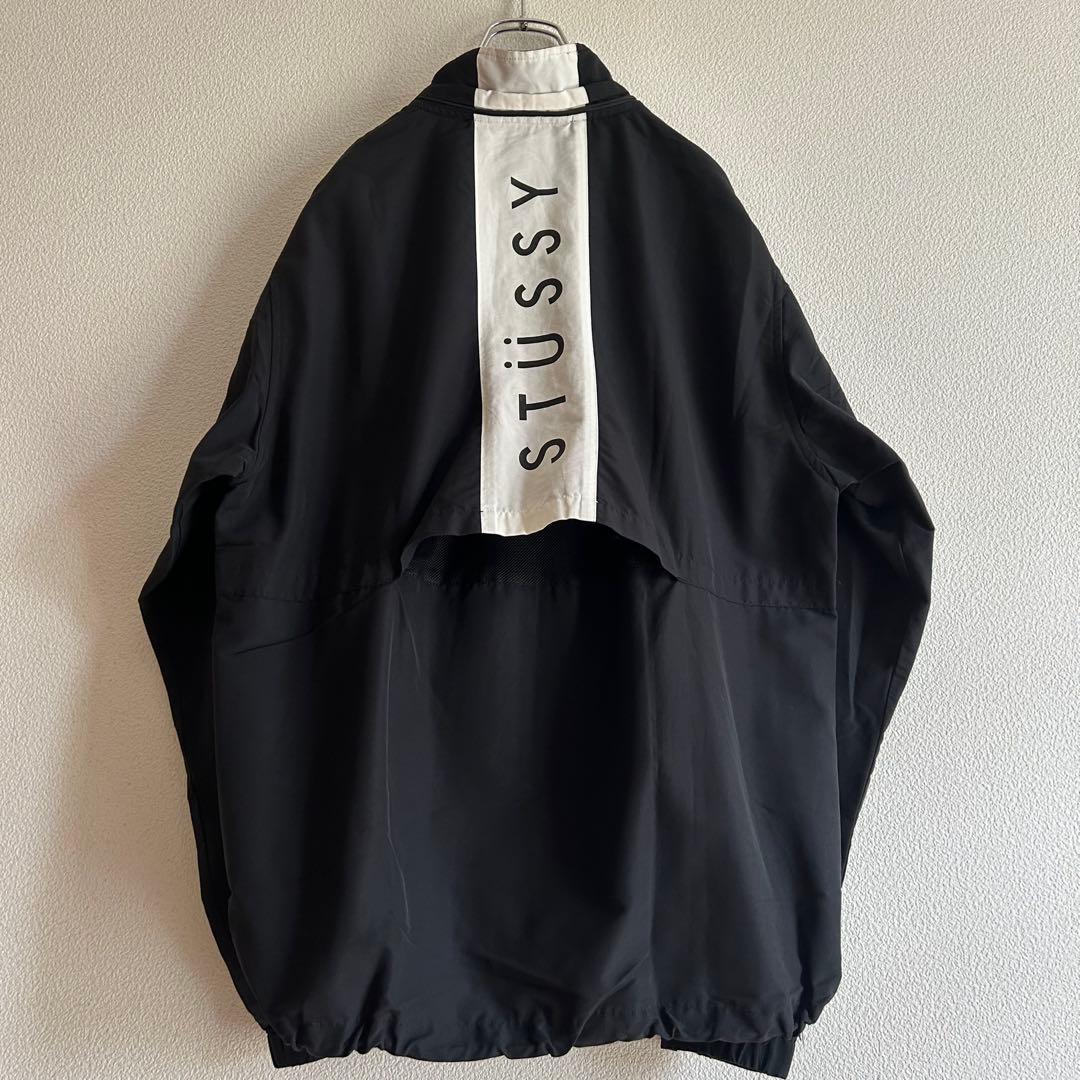 STUSSY ステューシー ナイロンジャケット 刺繍ロゴ バックプリント XL