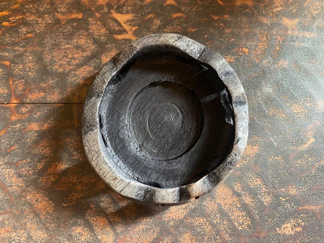 美品　二上元威作　青銅製花器　唐木鑑賞台付　２点セット　アンティーク　レア