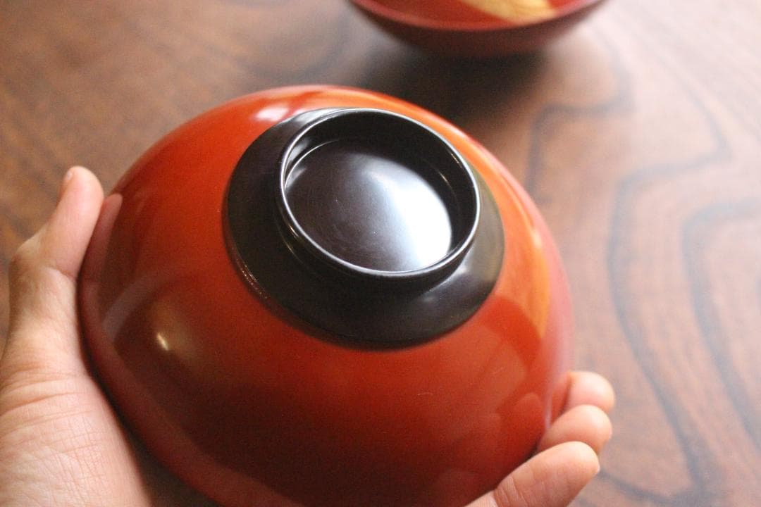 時代逸品！時代日の出塗に極上鶴沈金の映えるお椀2点（検輪島塗雑煮椀