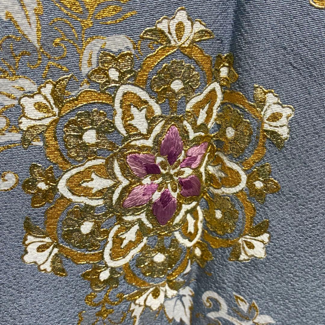 D80訪問着 丹下雄介 一つ紋 刺繍 正絹着物 袷 しつけ糸付き未使用極美品