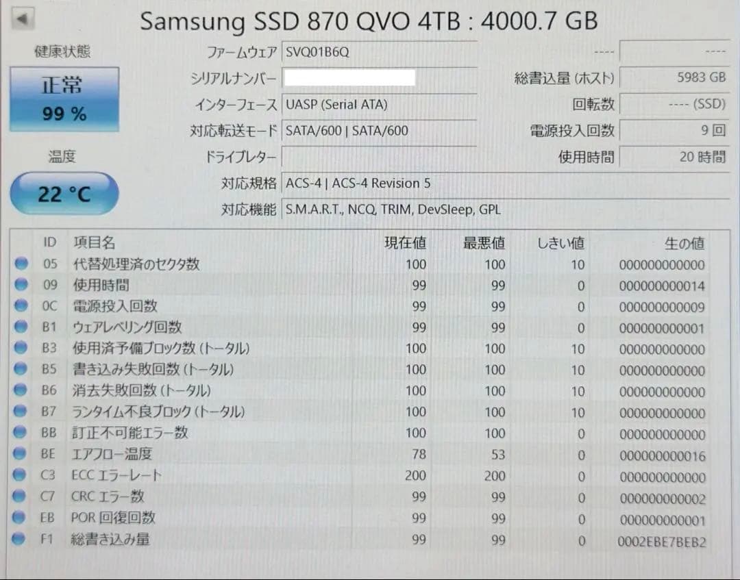 Samsung 870 QVO 4TB 内蔵型SSD