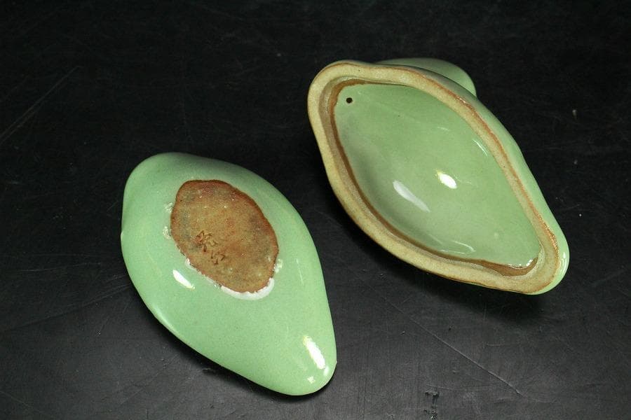眞清水蔵六作 青磁 雁 香合(K-BB521)