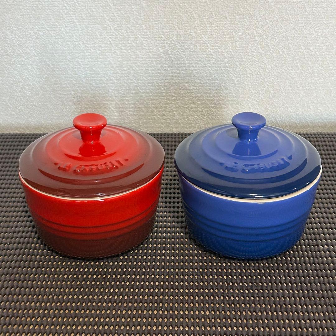 ルクルーゼ　ストーンウェア　　赤　青セット　12点