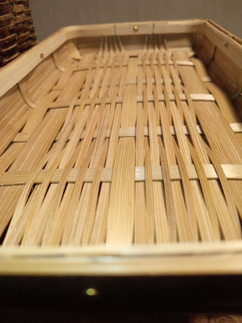 竹製蓋付きバスケット 　小物入れ　お弁当箱にも♪