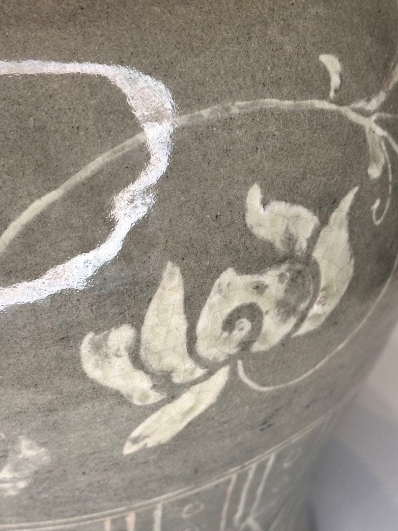 李朝 象嵌青磁 唐草文 大花瓶 古陶 古美術 骨董品 コレクション