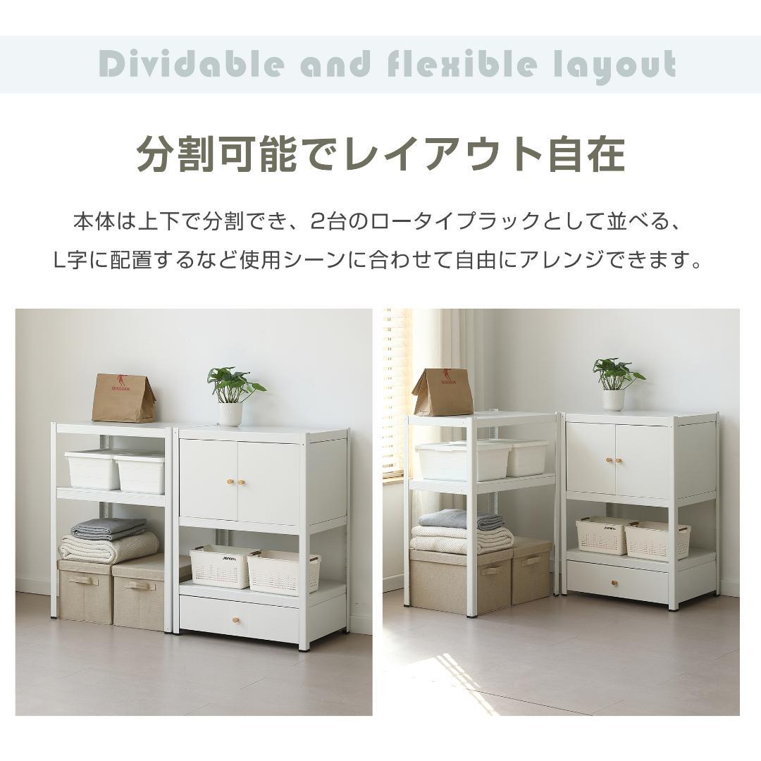 タイムセール！スチール製収納ラック【タイプC】　可動棚　大容量　WHITE