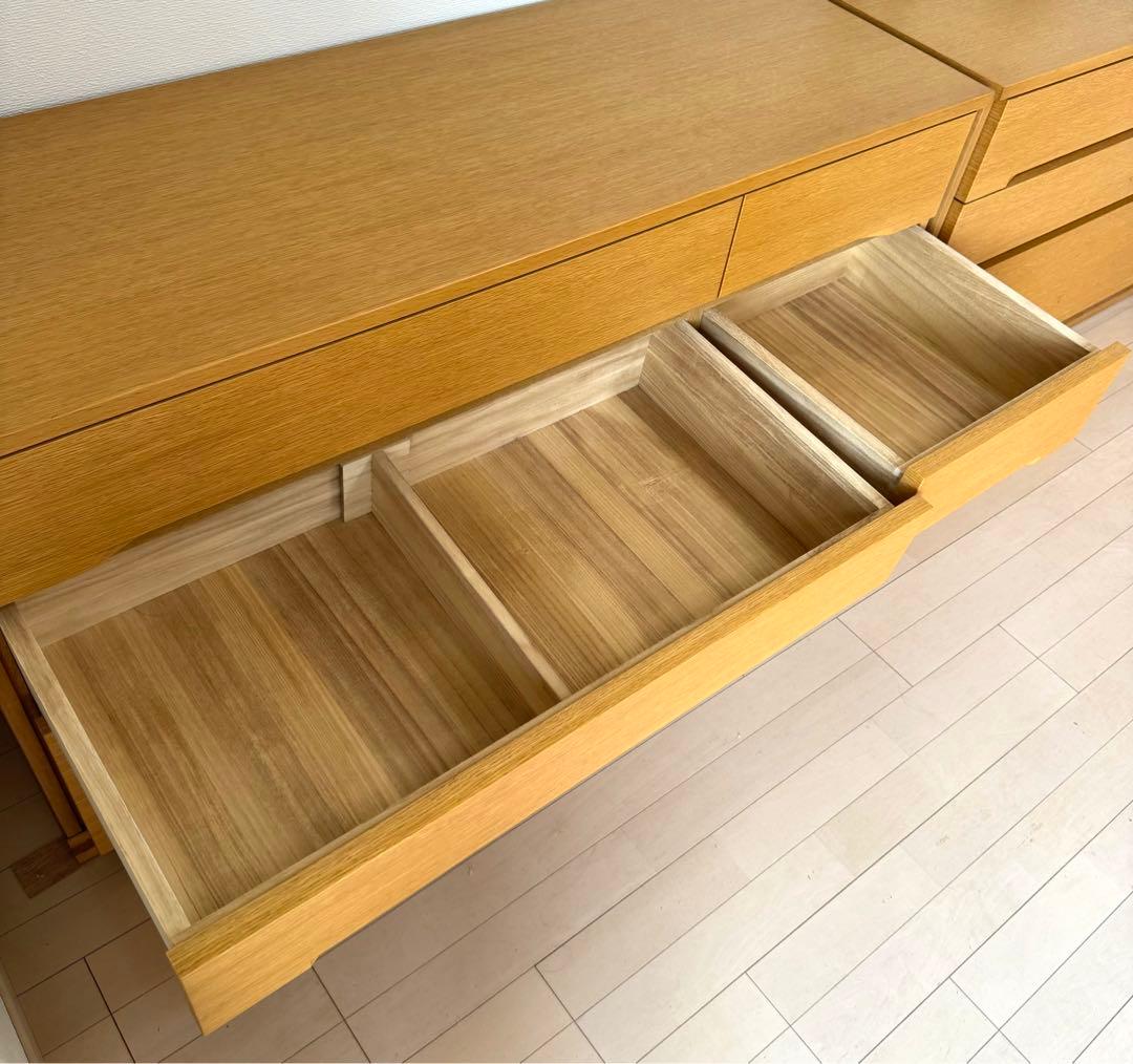 美品 IDC大塚家具 府中家具 焼印有 楢材チェスト 国産 高品質 幅136cm