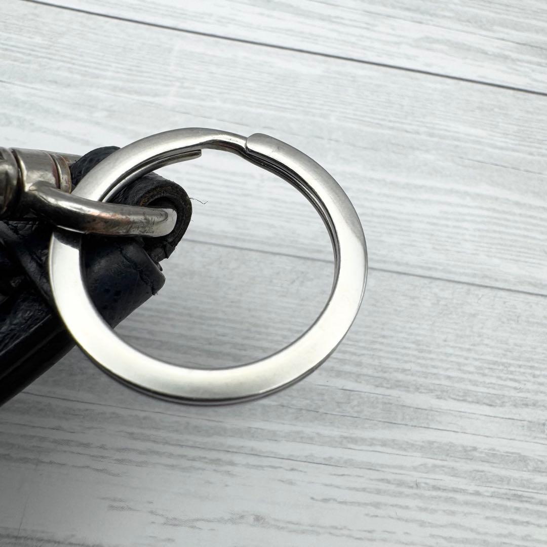 【美品】PRADA　サフィアーノレザー　キーホルダー　　レザー ネイビー