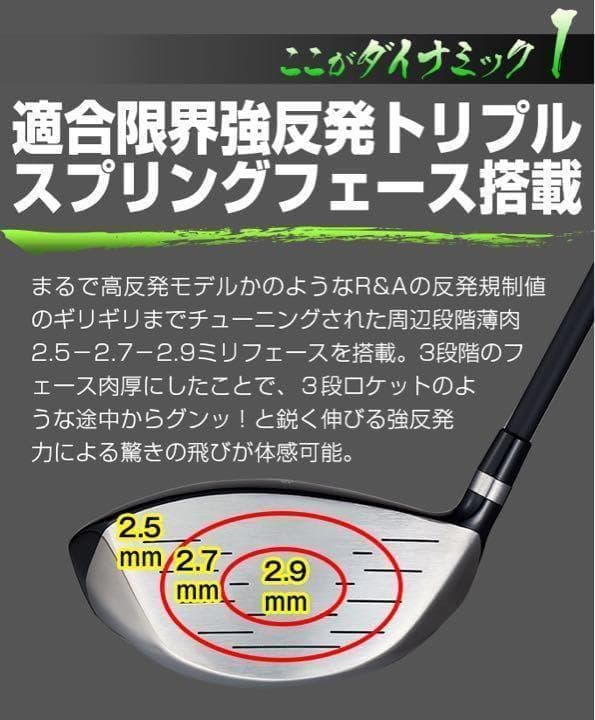 【新品】ほぼ高反発の激飛び適合最強反発力の豪快な飛び! ダイナミクス ドライバー