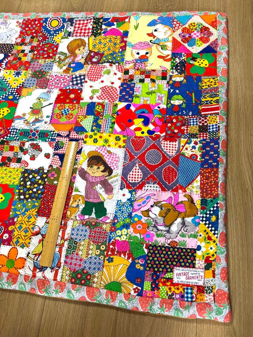 ハンドメイド❇大きめビンテージレトロアニマルパッチワークマットと巾着セット