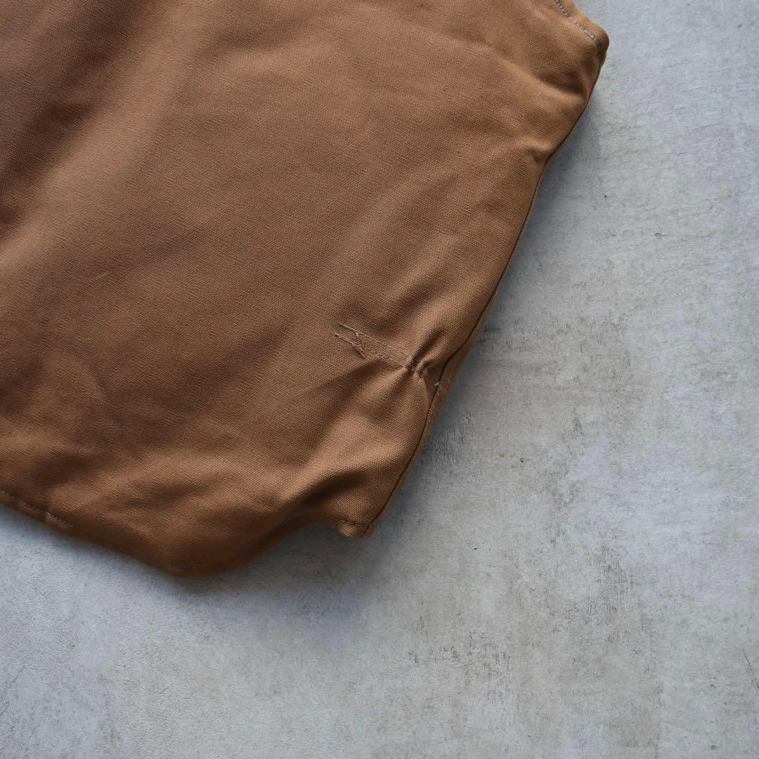 90s カーハート 企業刺繍 ダック ベスト 腰ゴム USA ベージュ L