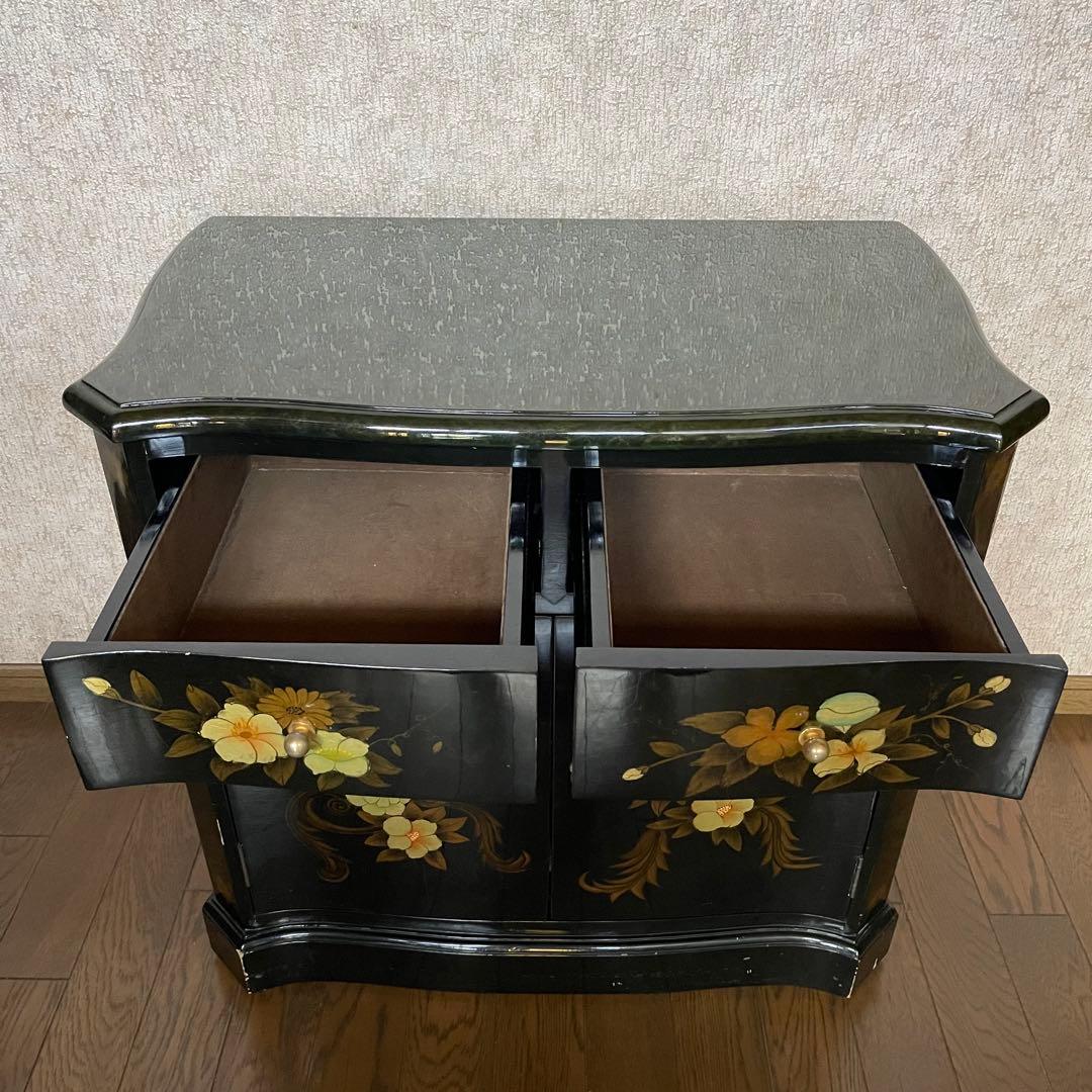 【ヴィンテージ・キャビネット】45X81X77 花柄の装飾箪笥　アジアン家具