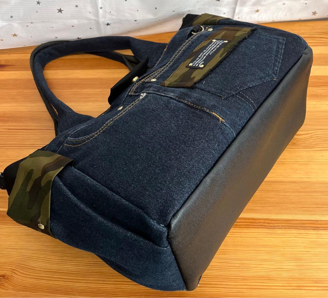 こってぃ大きめデニムリメイクバッグ（LL）No.806☆トートバッグ