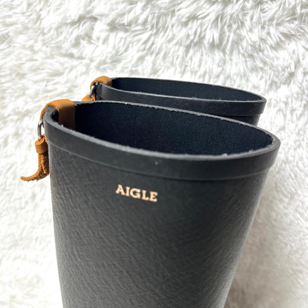 【未使用級】AIGLE ミスジュリエットAラバーブーツ ブラック 36 23cm