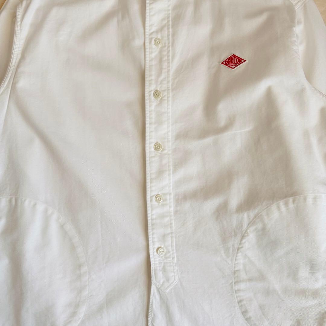 【美品】DANTON ダントン バンドカラーシャツ ホワイト 38 ゆったり