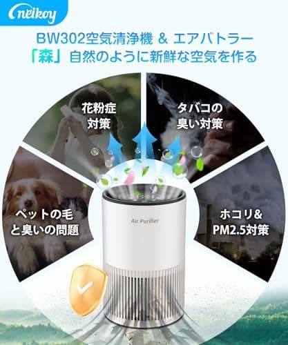 空気清浄機 小型 【2025春 花粉対策&AI風速調整】360°循環浄化 アロm