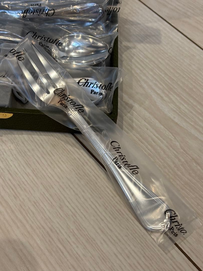 Christofle 新品未使用 ２人用 スプーン＆フォークセット 専用ケース付