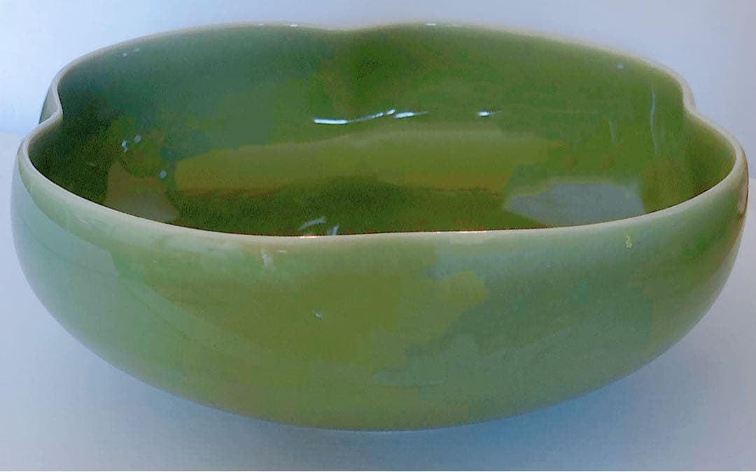 【レア】ヴィンテージ 茶道具 菓子鉢 総織 魯 花器 中鉢 青磁 日本 高級