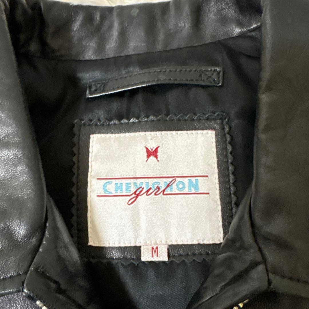 CHEVIGNON シェビニオン　レザーライダースジャケット　シングル　ベルト