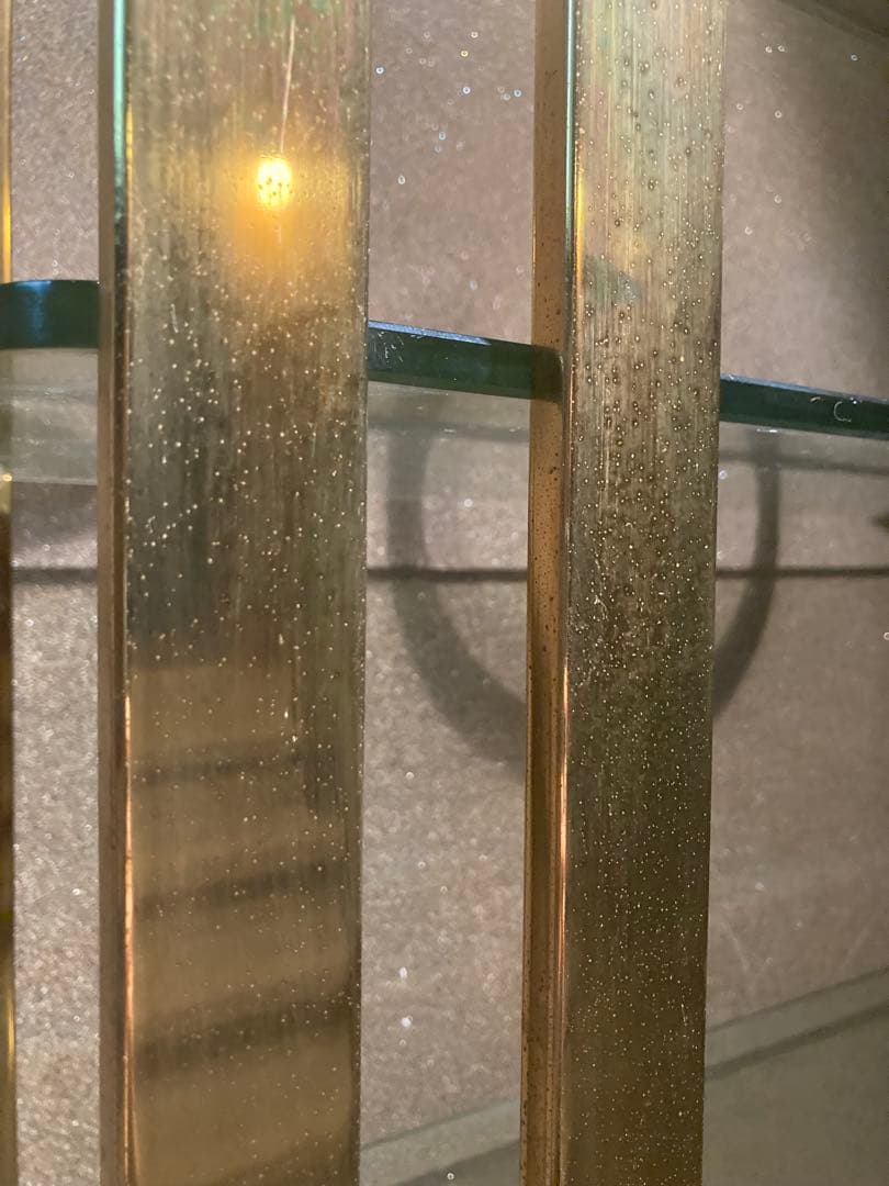 輸入 ゴールドメタルラック 4段 ガラス棚　花台セット