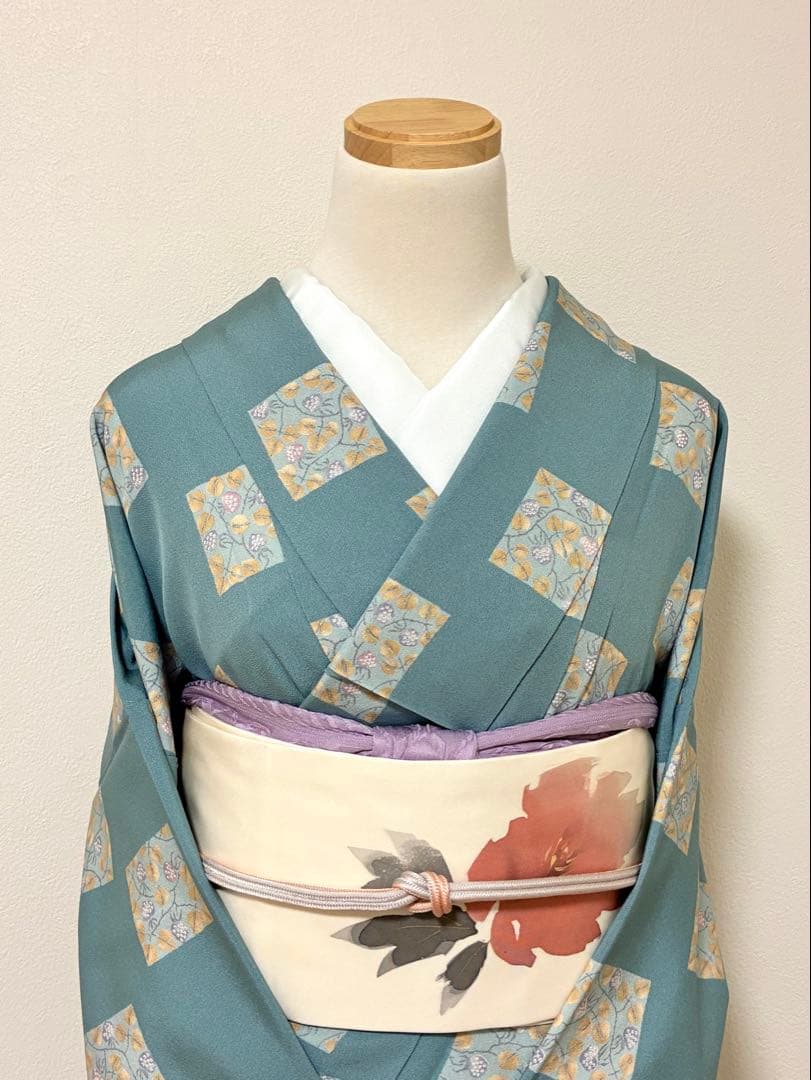 セット　塩瀬　抽象的な花＋鬼しぼ縮緬　野菜模様