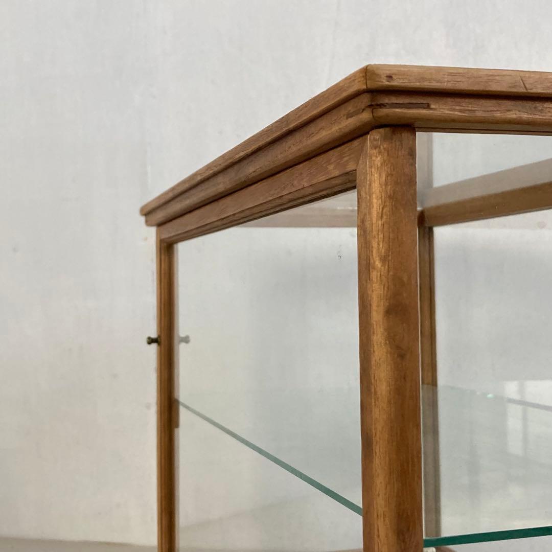 さあパパ g313 古い木製 ガラスケース 2段 卓上 ショーケース