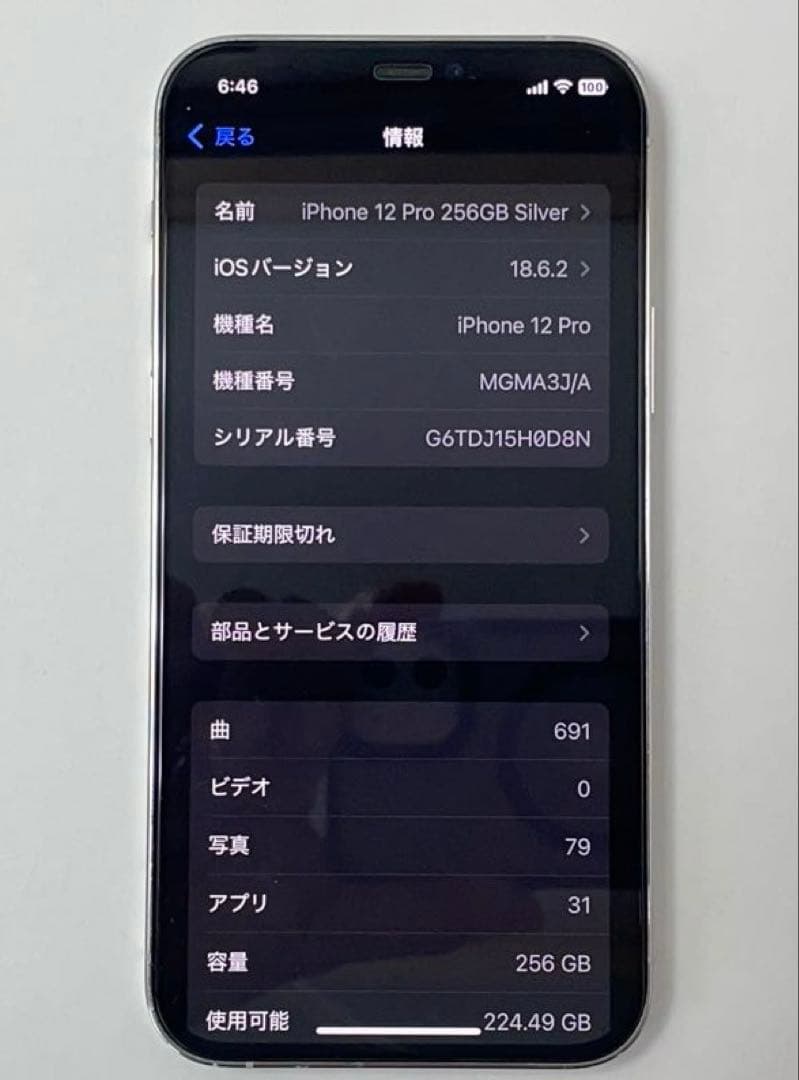 iPhone12Pro256GB Silver美品バッテリー100% 動作良好