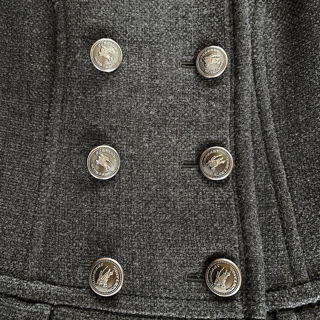 極美品✨【バーバリーブルーレーベル】銀ボタン ダブルショートコート 裾プリーツ