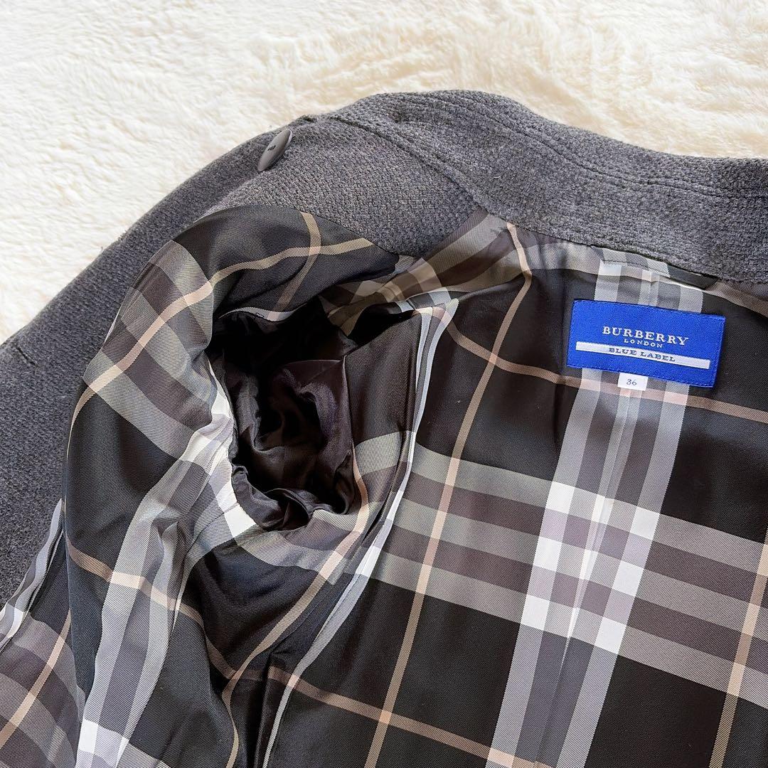 極美品✨【バーバリーブルーレーベル】銀ボタン ダブルショートコート 裾プリーツ