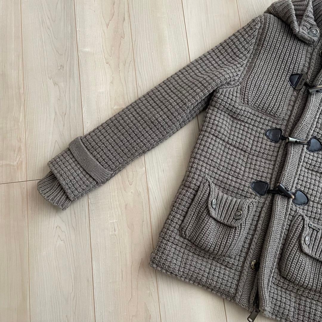 ニットダッフルコート フード付　ストームストラップ付　グレー　bark 希少