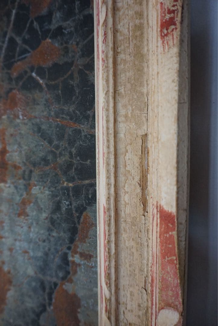 大きなアンティークフレームのブリキサインボード　看板　店舗什器　額縁　古道具