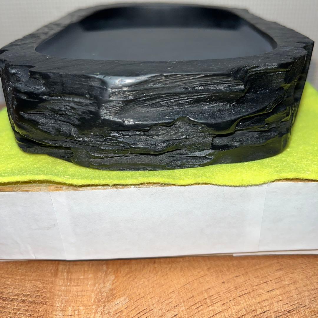 ⭕️雨畑硯　山下硯　芳石　山下三喜夫　栄寿堂製　甲州銘石　四六寸大　共蓋付硯