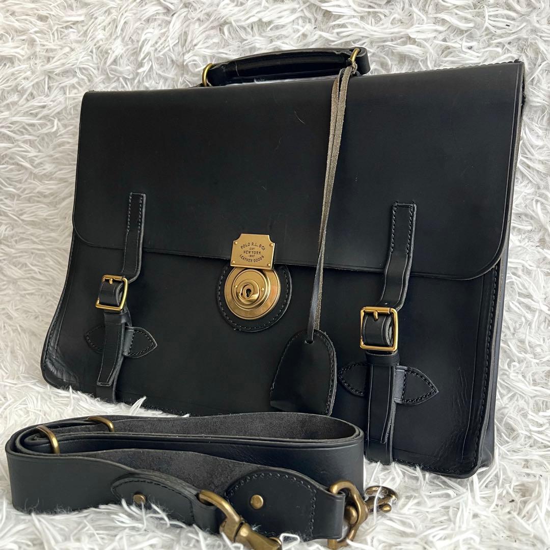 ポロラルフローレン ヘリテージ ブリーフケース ビジネスバッグ 黒 2way