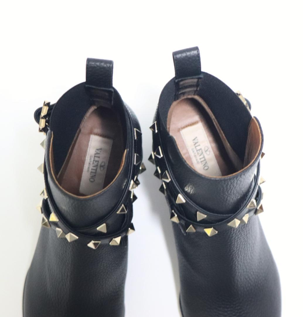 新品【ヴァレンチノガラバーニ】ロックスタッズ アンクルブーツ 黒 38.5